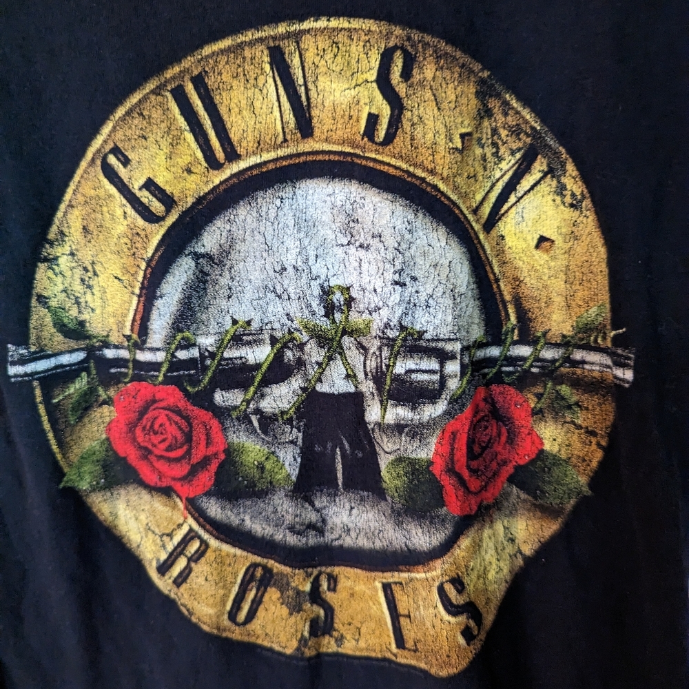 Guns & Roses Black Cotton t-Shirt Bravado Woman Fits Small - Picture 5 of 5